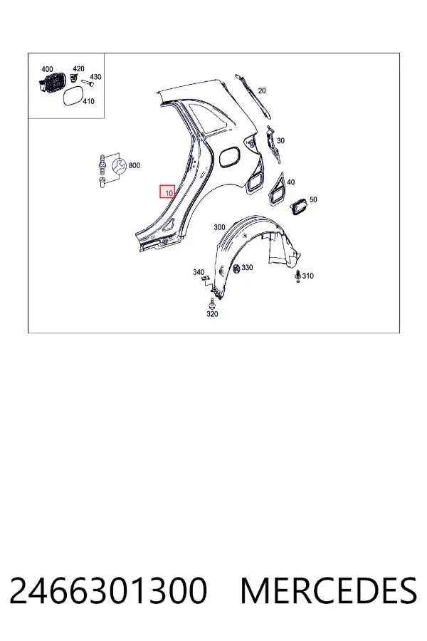 Крыло заднее левое A2466301300 Mercedes