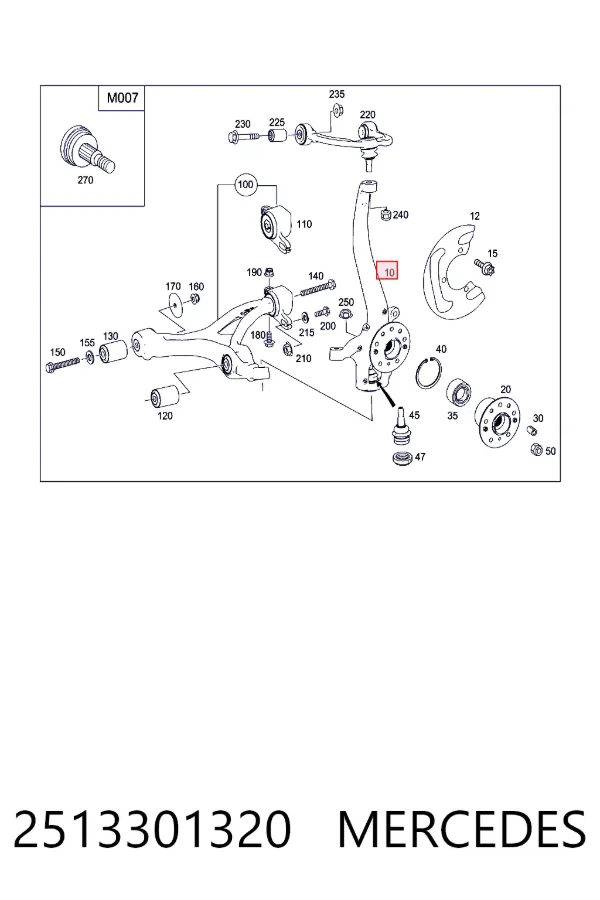 Цапфа передняя левая A2513301320 Mercedes