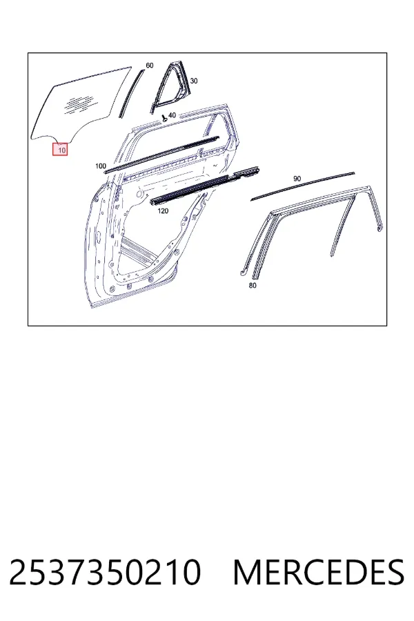 Окно задней двери Mercedes A2537350210 цена, от 55.14 USD