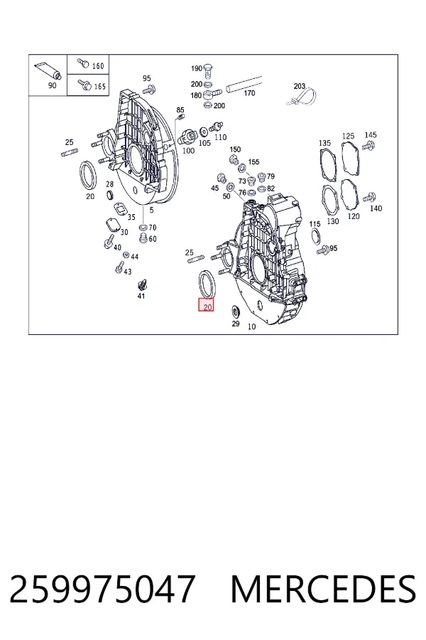 Сальник коленвала задний Mercedes A0259975047 цена, от 31.13 USD