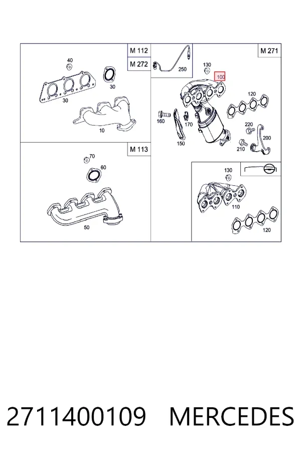 Коллектор выпускной правый 2711400109 Mercedes