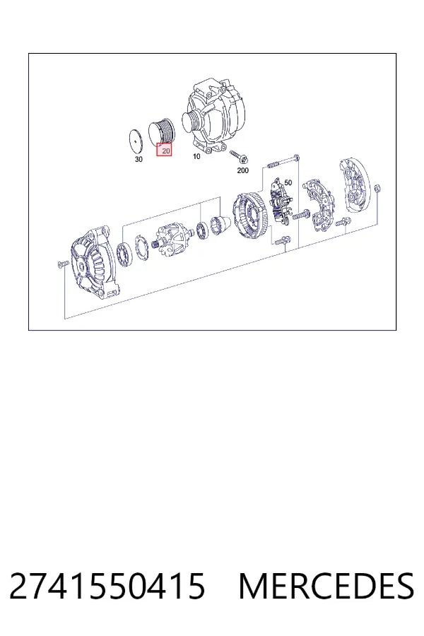 Купить A2741550415 Mercedes Шкив ремня генератора