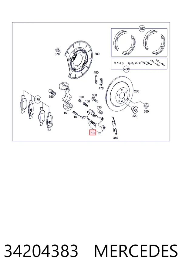 A0034204383 Mercedes Суппорт тормозной задний правый
