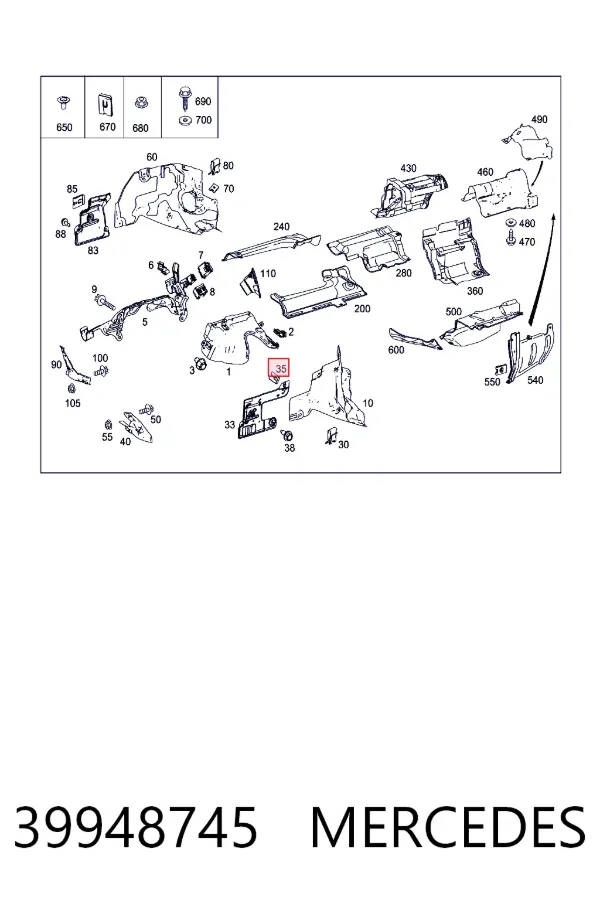 Пистон (клип) крепления брызговика Mercedes A0039948745 цена, от 1.17 USD