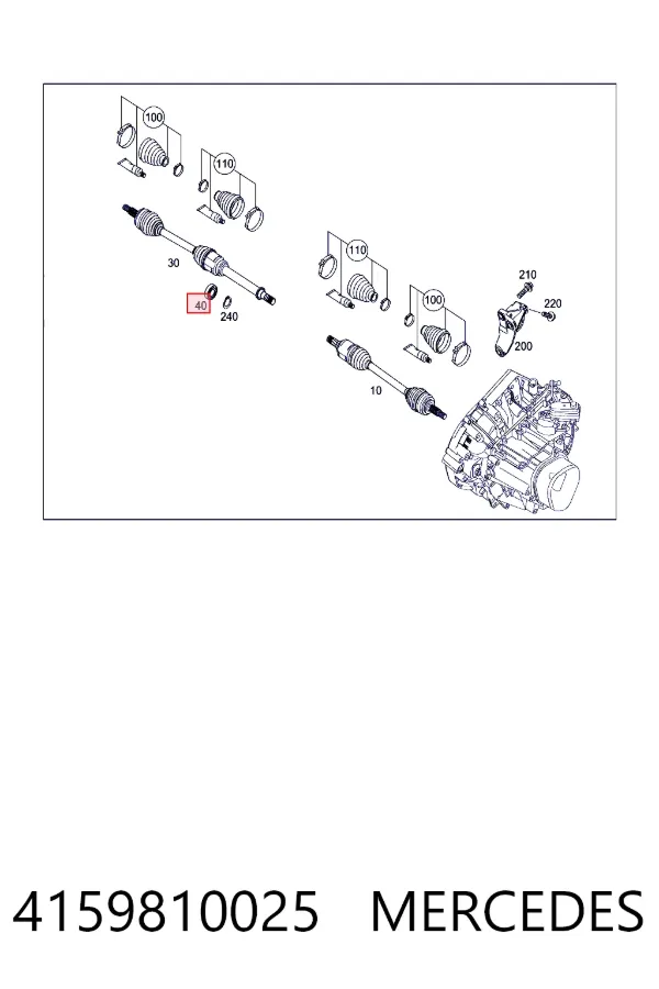 Подвесной подшипник передней полуоси 4159810025 Mercedes