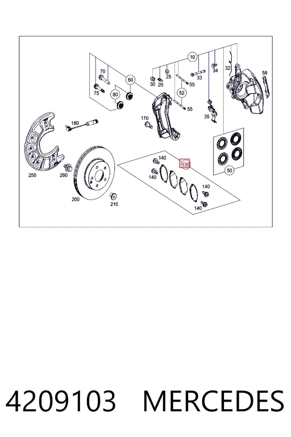 Колодки Mercedes A0004209103 цена, от 183.20 USD