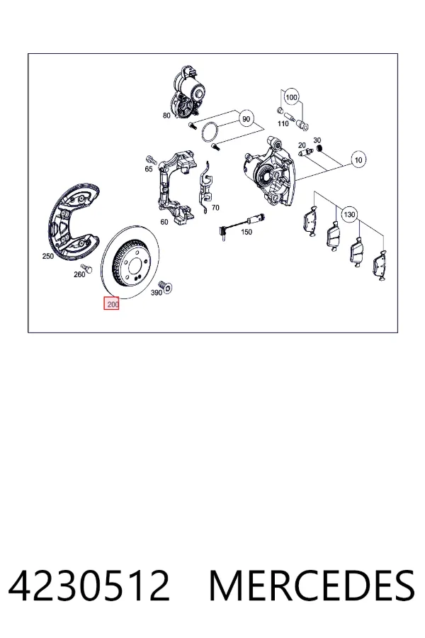 Задний дисковый тормоз Mercedes A0004230512