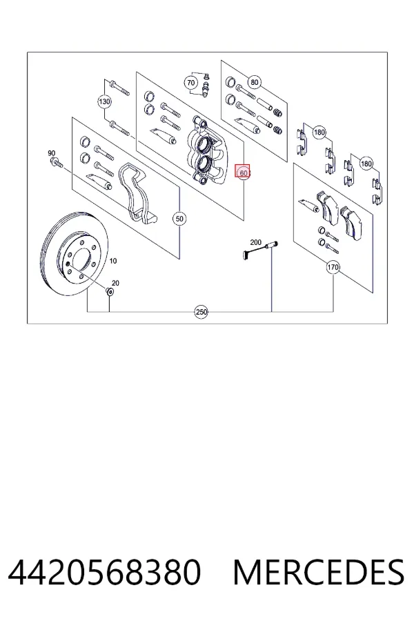Тормозной суппорт Mercedes A0044205683 цена, от 58.92 USD
