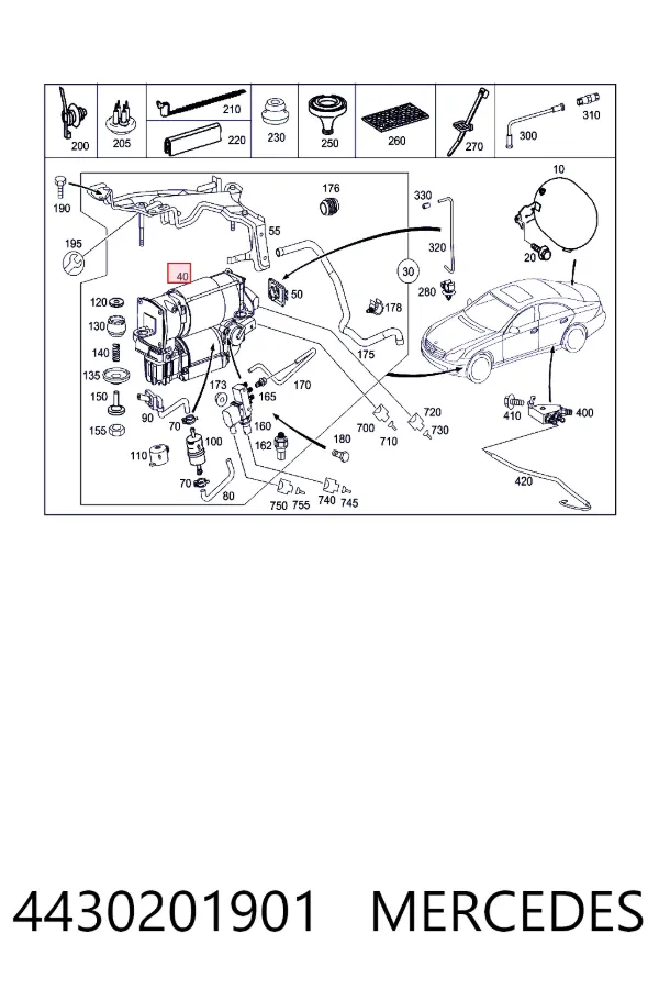 Компрессор пневмоподкачки (амортизаторов) 4430201901 Mercedes