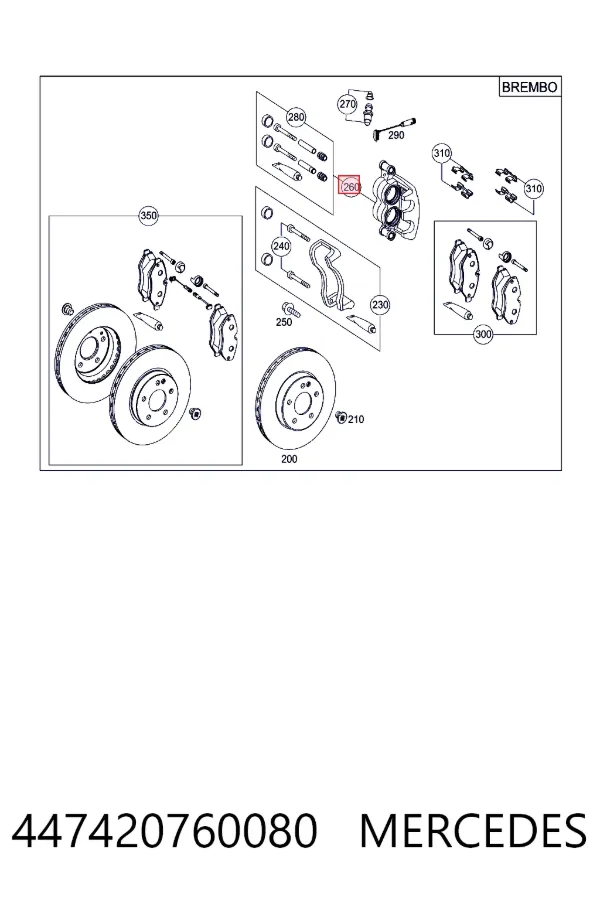 Суппорт тормозной передний левый Mercedes A4474207600