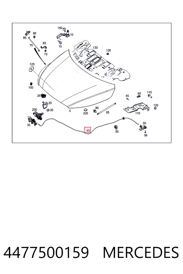 Купить A4477500159 Mercedes Трос капота
