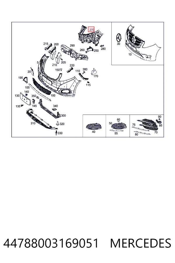 Купить A4478800316 Mercedes Буфер бампера переднего