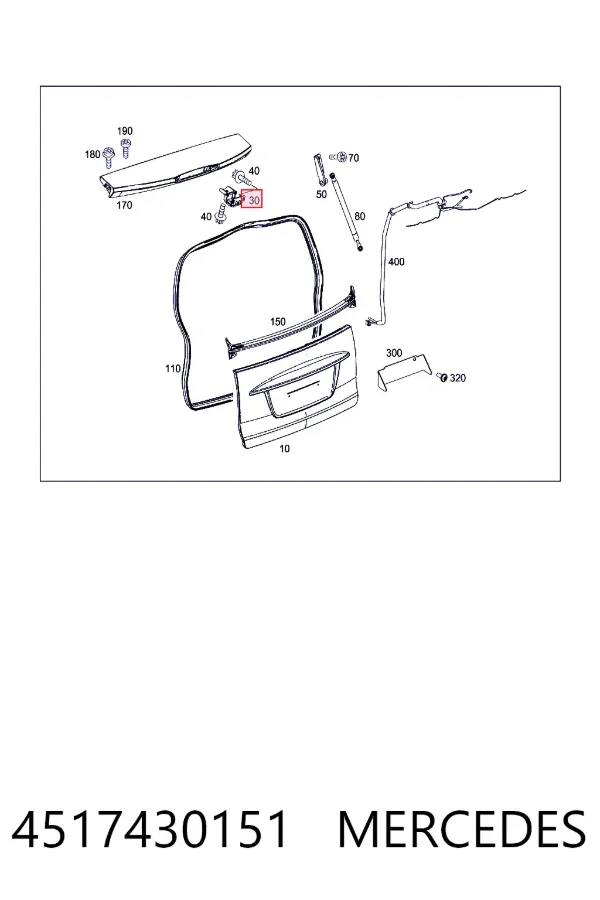 Петля стекла задней багажной, 3/5 -ой двери Mercedes A4517430151 цена, от 75.45 USD