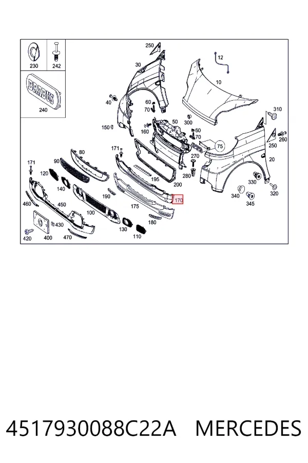 Купить A4517930088C22A Mercedes Сплиттер переднего бампера