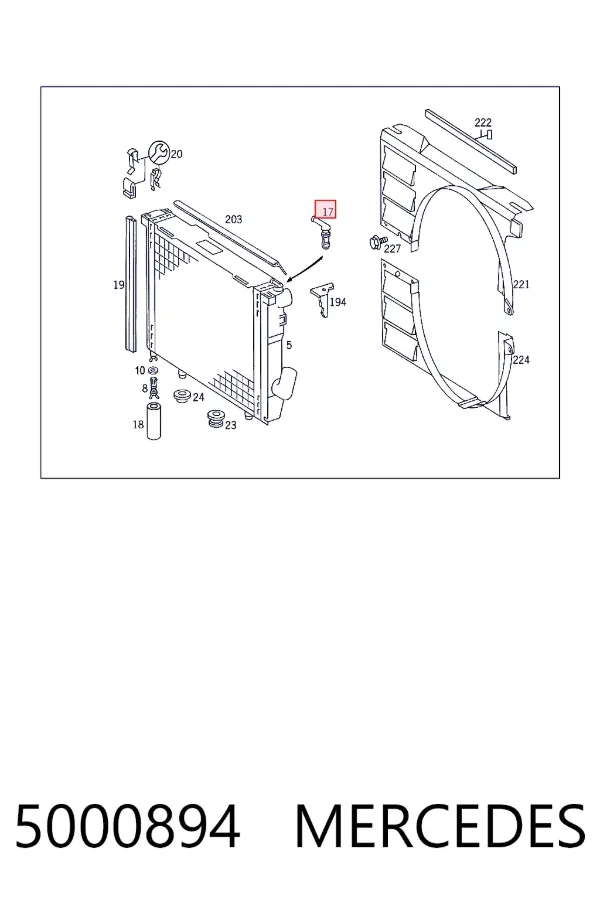 Штуцер радиатора, обратки A0005000894 Mercedes