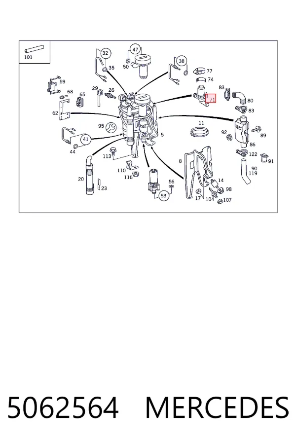 A0005062564 Mercedes Кран системы отопления