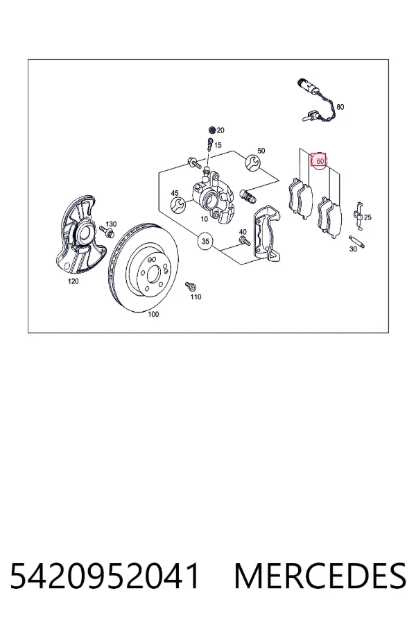 Передние тормозные колодки A005420952041 Mercedes