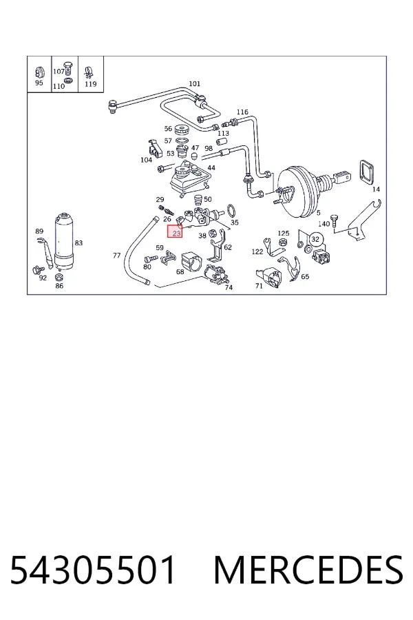 A0054305501 Mercedes Цилиндр тормозной, главный