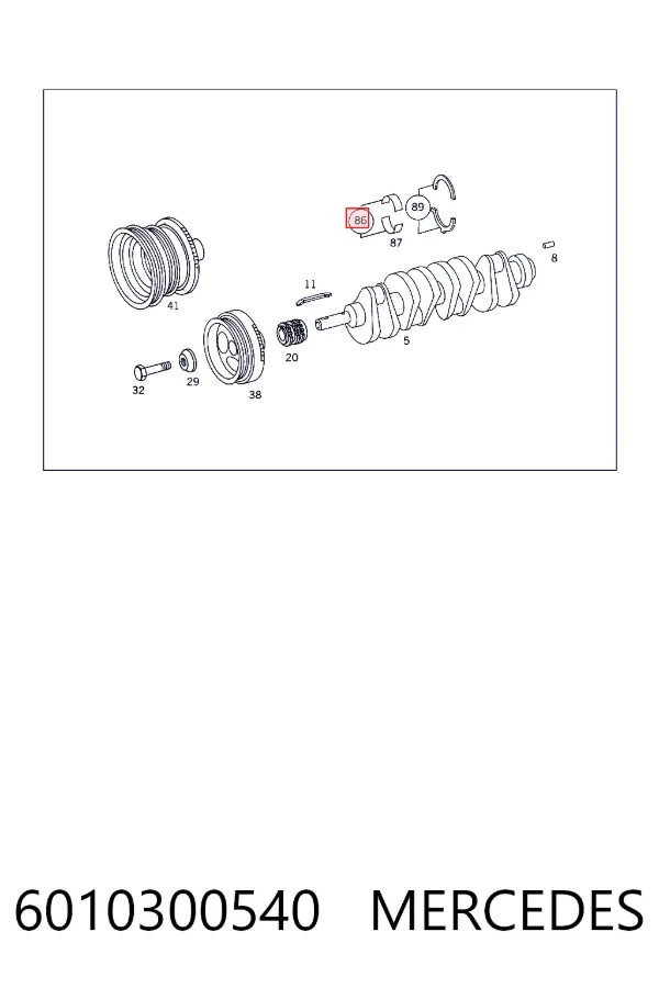 Вкладыши коленвала коренные, комплект, стандарт (STD) 6010300540 Mercedes