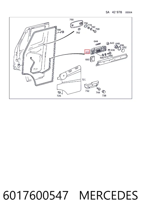 Ролик двери сдвижной правый центральный Mercedes A6017600547