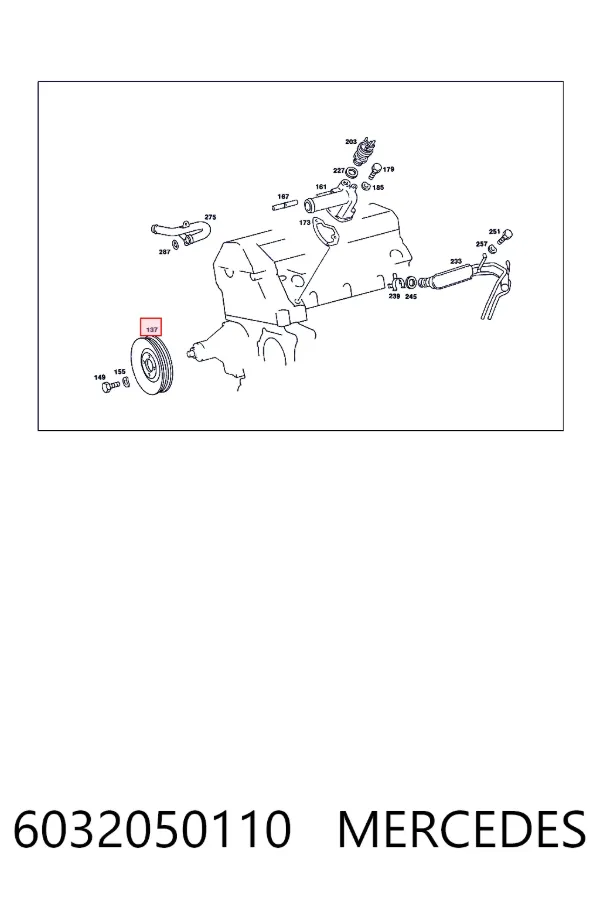 Шкив помпы 6032050110 Mercedes