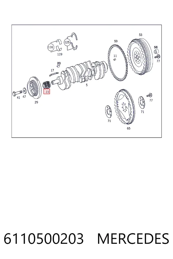 Звездочка привода коленвала двигателя Mercedes A6110500203