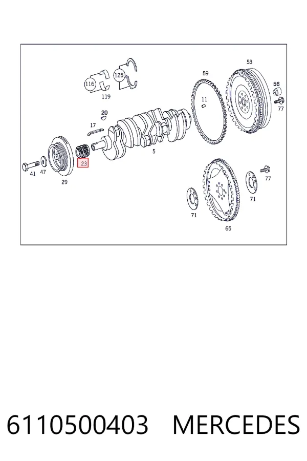Звездочка привода коленвала 6110500403 Mercedes