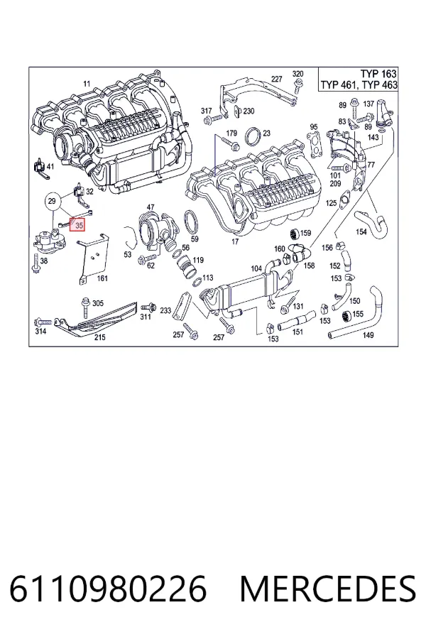 A6110980226 Mercedes Тяга воздушной заслонки впускного коллектора