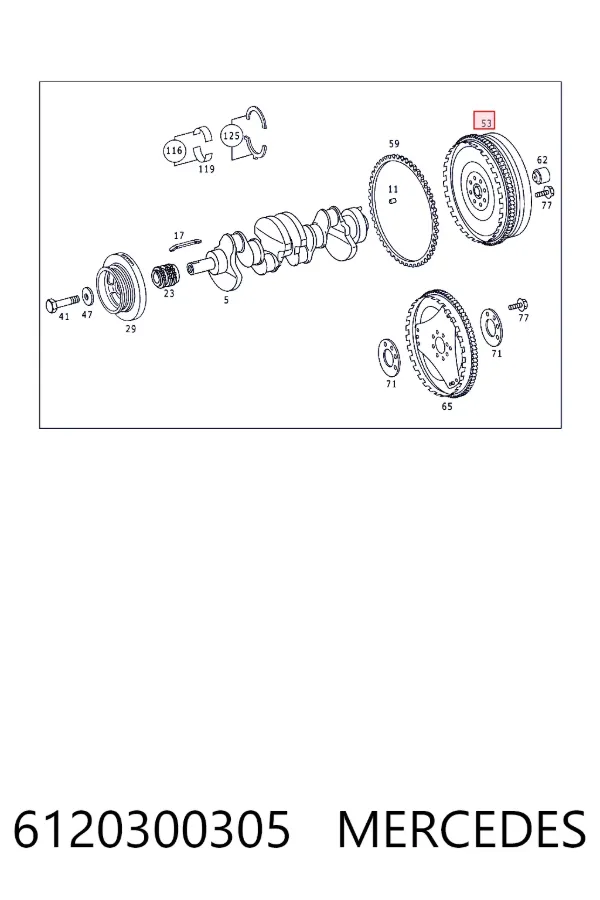 Купить A6120300305 Mercedes Маховик с зубчатым ободом