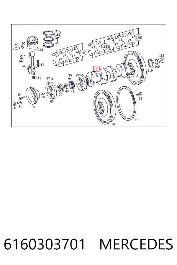 Вал коленчатый и маховик Mercedes A6160303701 цена, от 560.13 USD