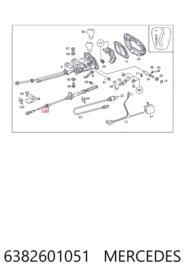 Трос переключения передач A6382601051 Mercedes