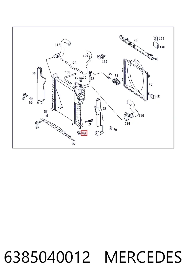 Кронштейн крепления радиатора, нижний Mercedes A6385040012