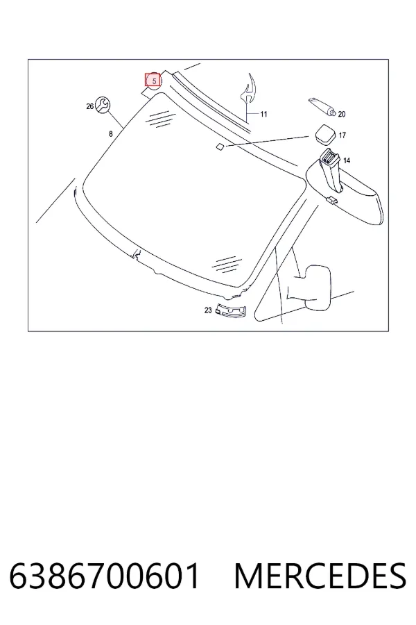 Купить A6386700601 Mercedes Ветровое стекло