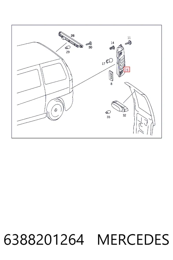 Фонарь задний левый 6388201264 Mercedes
