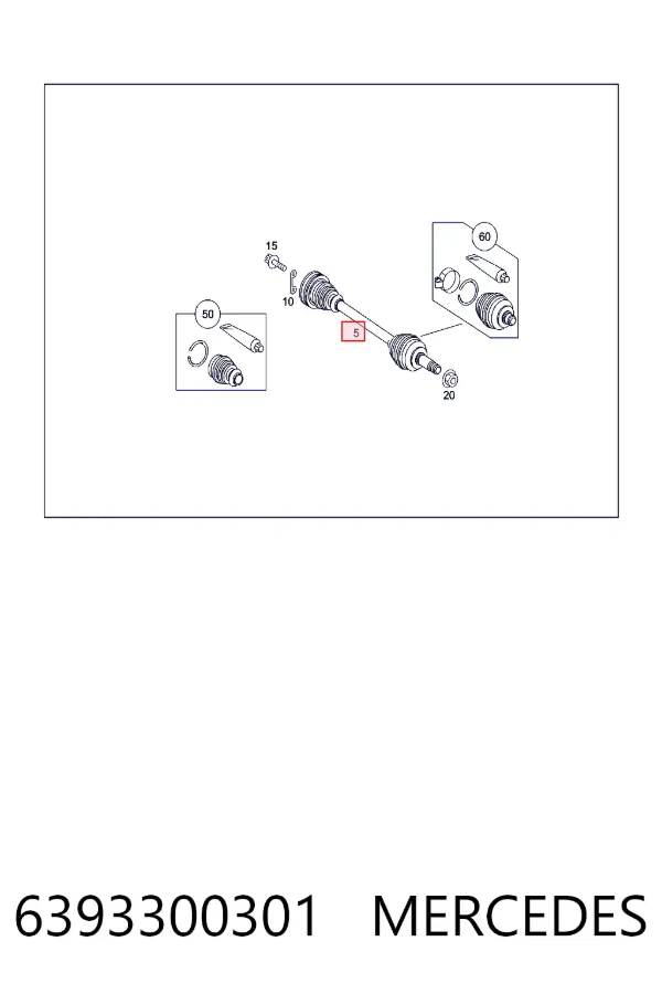 Полуось (привод) передняя Mercedes A6393300301 цена, от 109.43 USD