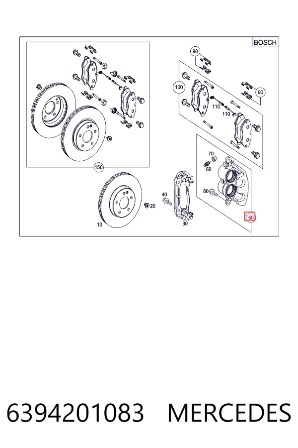 Суппорт тормозной передний левый 6394201083 Mercedes