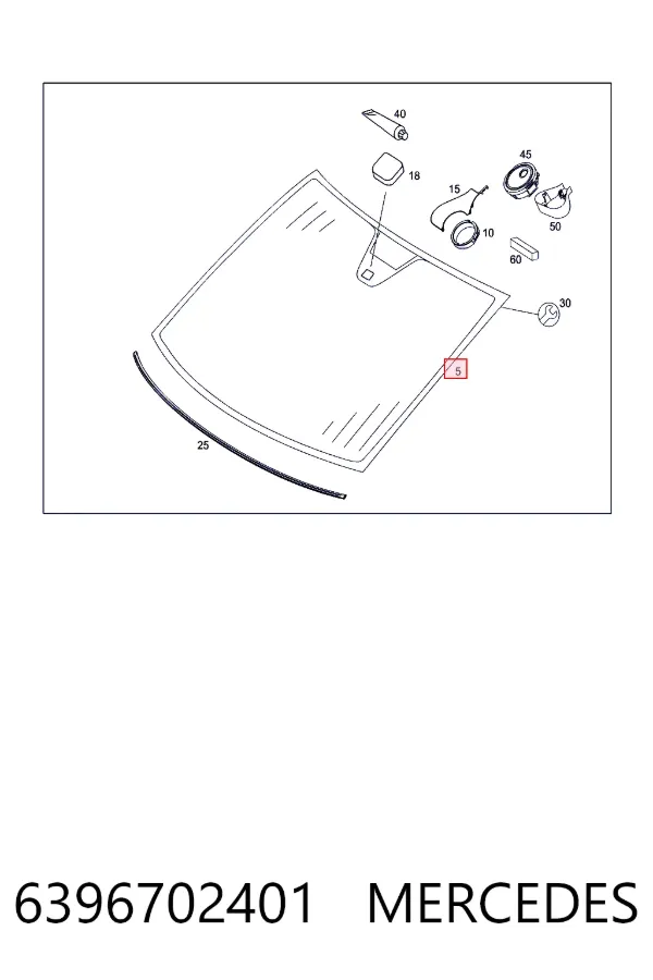 Лобовое стекло 6396702401 Mercedes