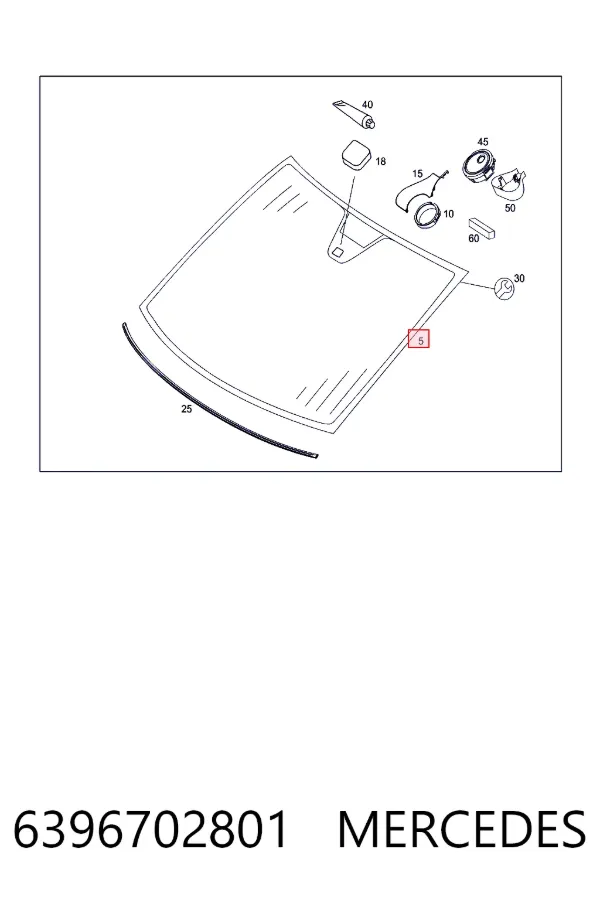 Лобовое стекло 6396702801 Mercedes