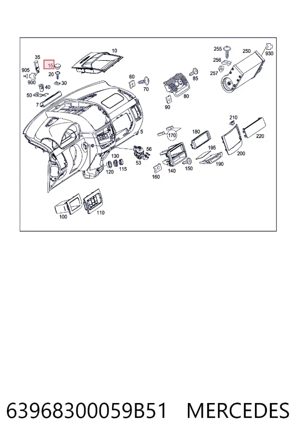 Облицовка щитка приборов "торпедо" Mercedes A63968300059B51 цена, от 3.99 USD