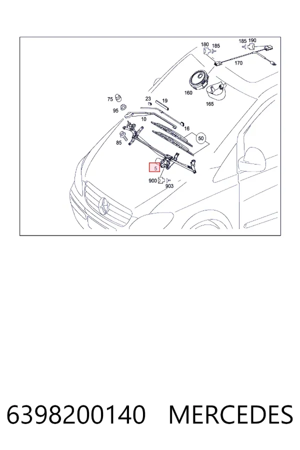Трапеция дворников 6398200140 Mercedes