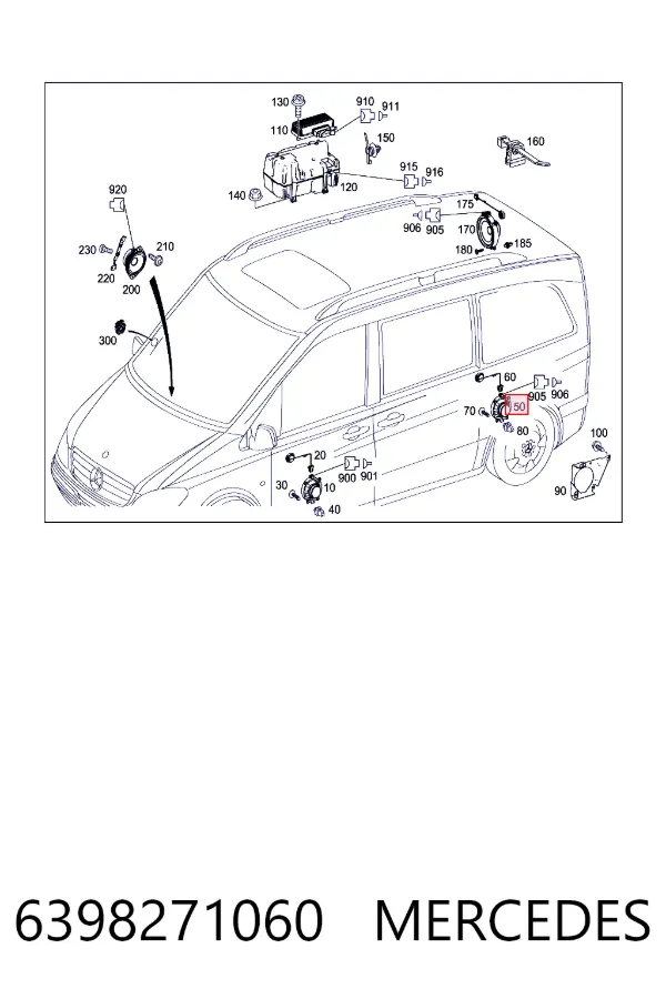 Купить A6398271060 Mercedes Динамик передней двери
