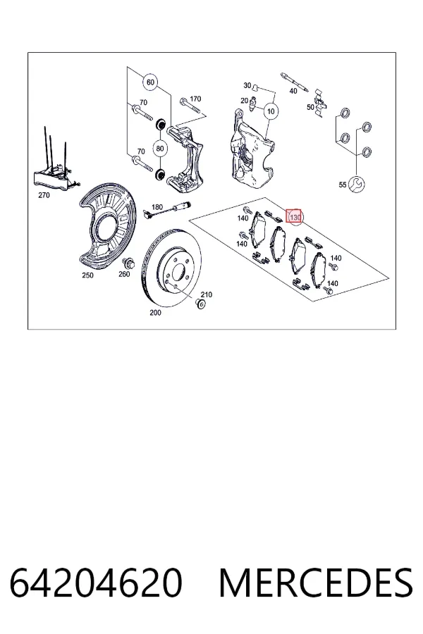 Колодки Mercedes A0064204620 цена, от 39.90 USD
