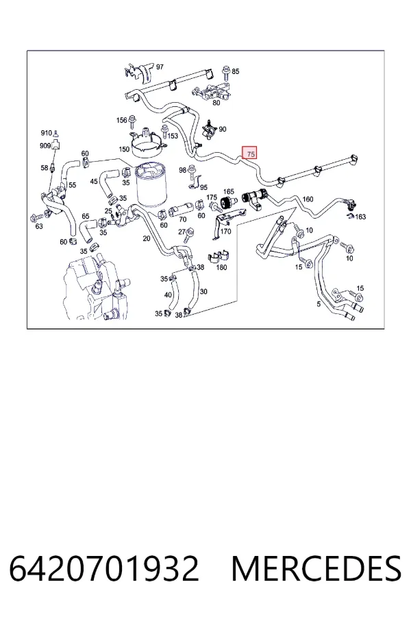 Обратная топливная трубка A6420701932 Mercedes