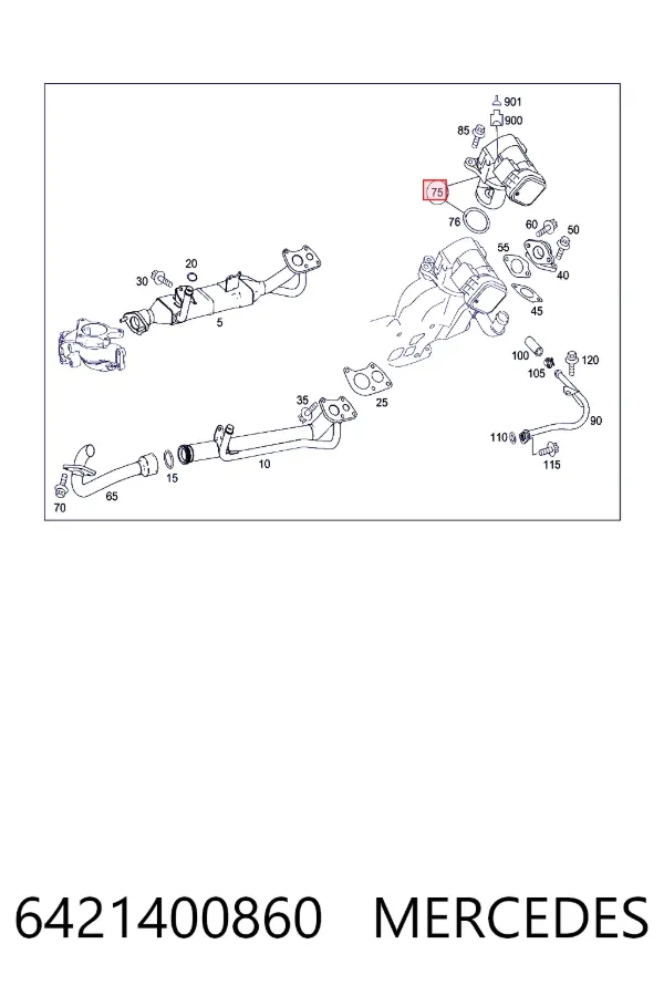 Клапан EGR, рециркуляции газов Mercedes A6421400860