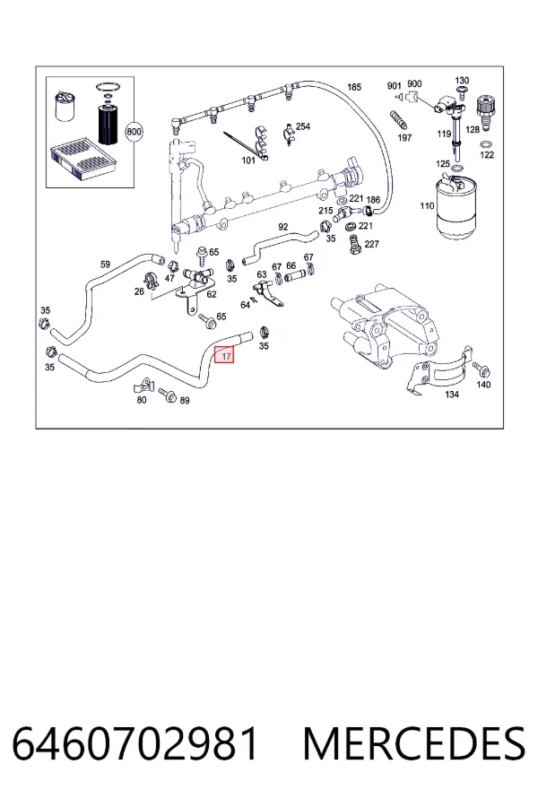 A6460702981 Mercedes Трубка топливная, от фильтра к насосу