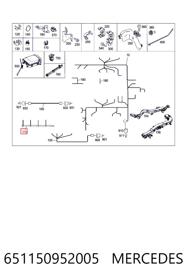 Жгут проводов моторного отсека 651150952005 Mercedes