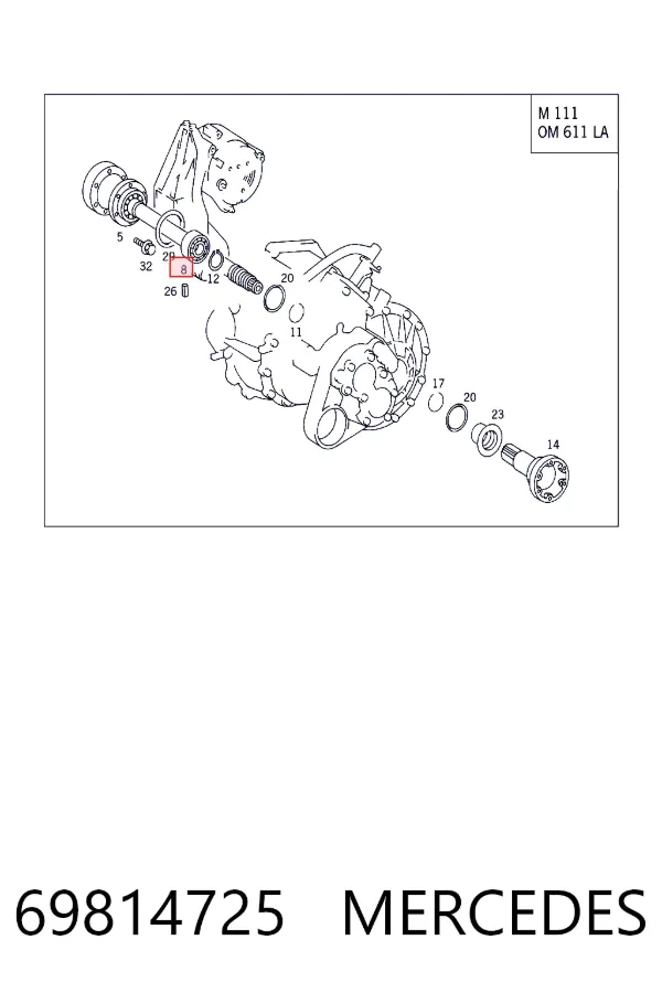 Подвесной подшипник передней полуоси Mercedes A0069814725 цена, от 12.25 USD