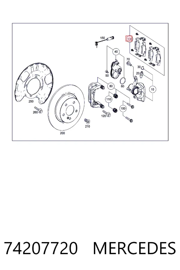 Купить A0074207720 Mercedes Колодки тормозные задние, дисковые