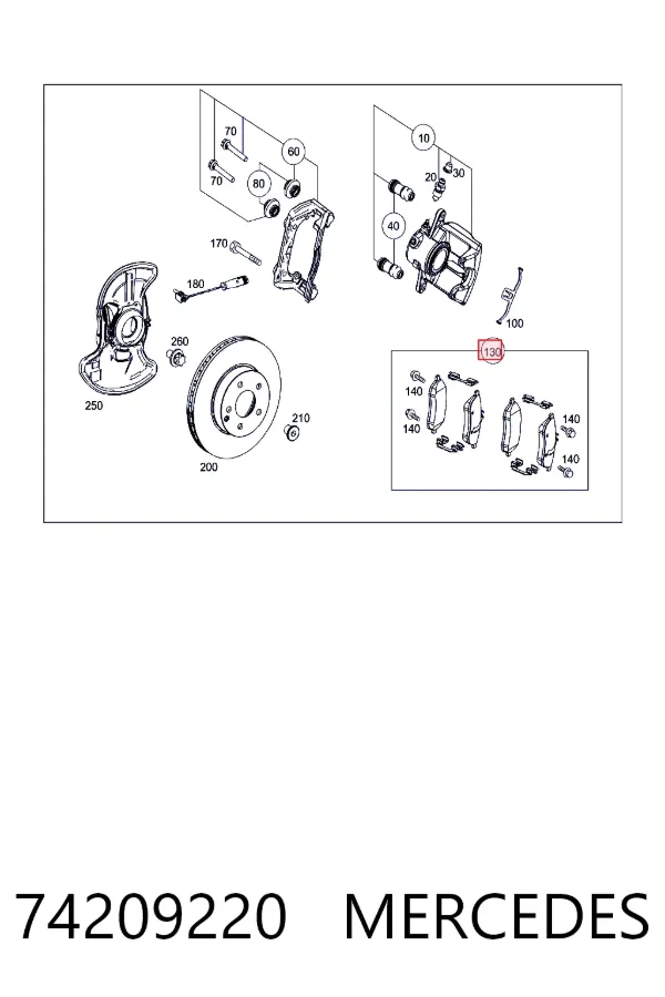 Передние тормозные колодки 74209220 Mercedes