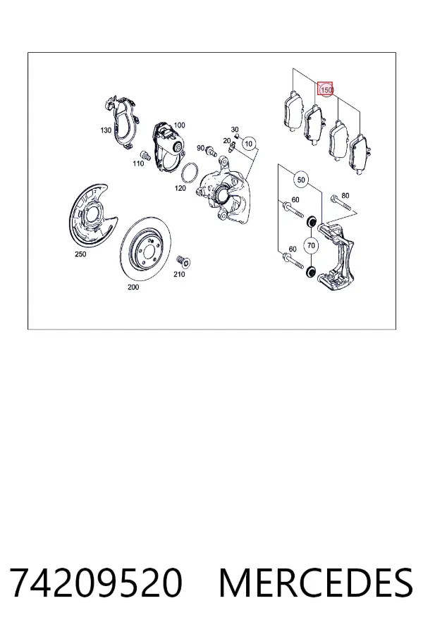 Задние тормозные колодки 74209520 Mercedes